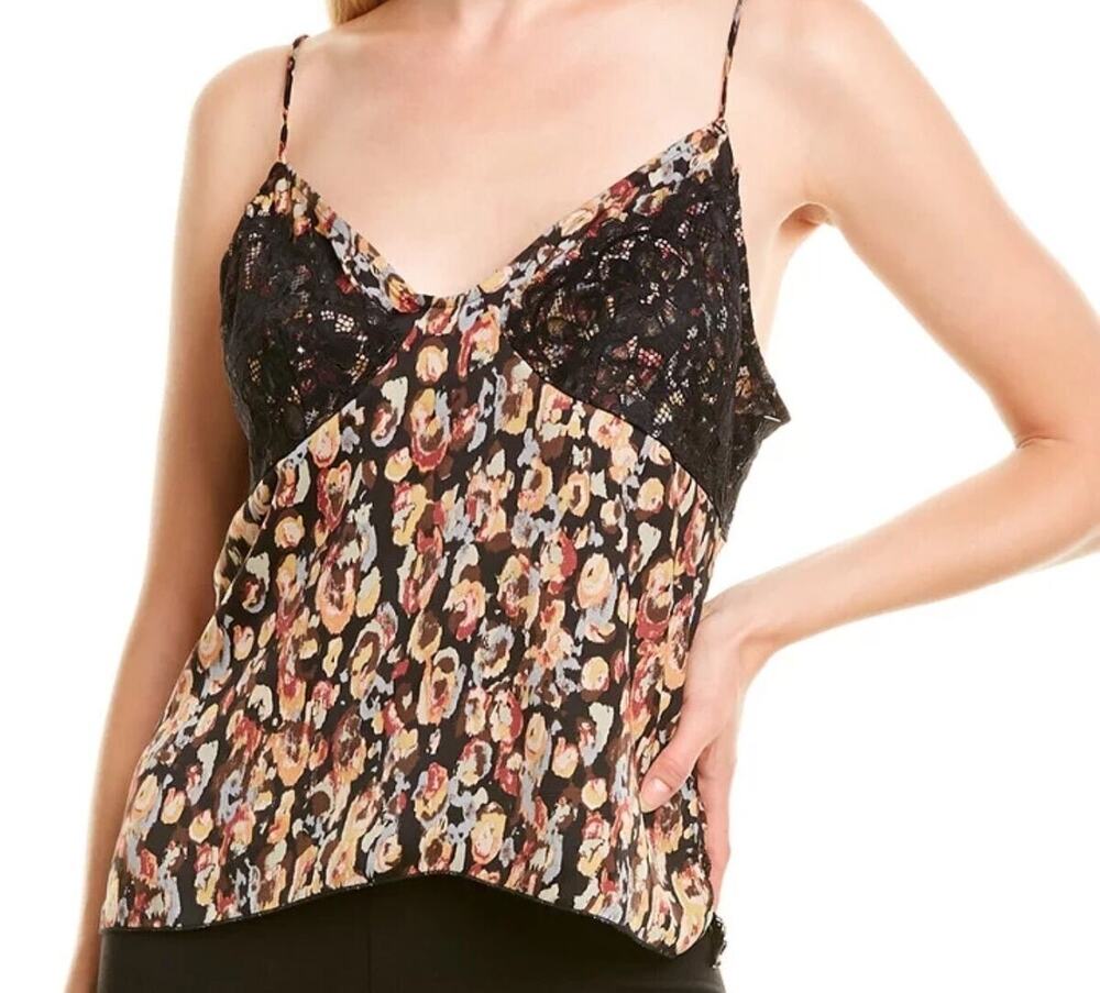 Intimately Free People Black Floral & Lace Trim Camisole - Size Small - Sexy Top